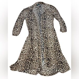 Mob Wife Leopard Print Open Front‎ Duster Western Core Sheer Long Cardigan